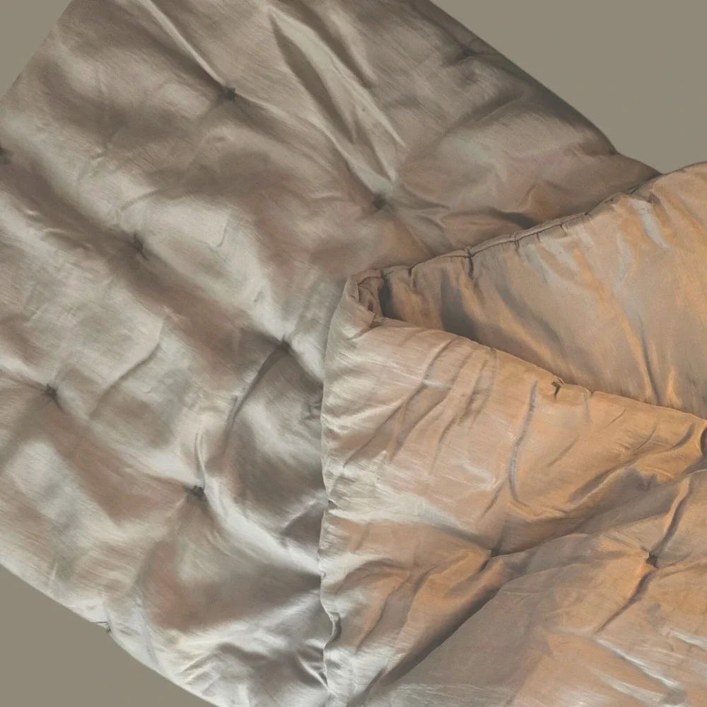 Two RH Restoration Hardware Tufted‎ Silk Fog Gray King Pillow Shams